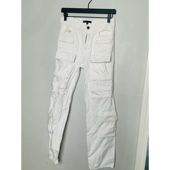 MAJE White Cotton Front Zipper Campy Pocket Clad Pocketo Cargo Pants Size 36 - Picture 3 of 16